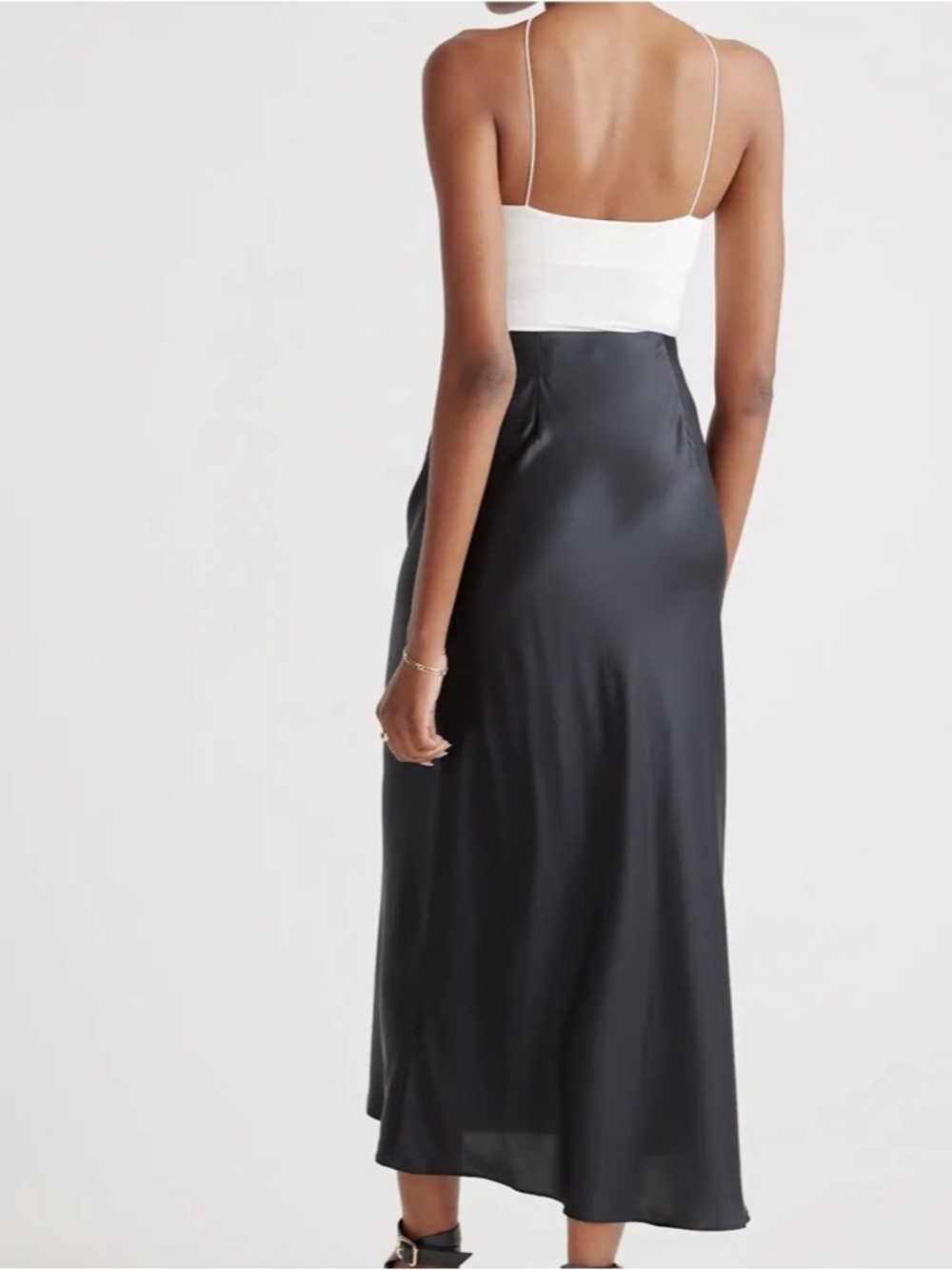 100% washable silk maxi skirt/Black/ XL - Picture 3 of 7